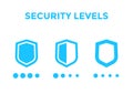 Security levels icons with shields