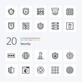 20 Security Line icon Pack like lock shield world sheriff security