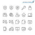 Security line icons. Editable stroke