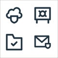 security line icons. linear set. quality vector line set such as mail, folder, safe box Royalty Free Stock Photo