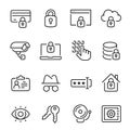 Security line icons modern monochrome vector illustration.