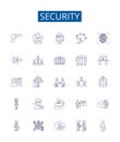 Security line icons signs set. Design collection of Secure, Safeguard, Protect, Fortify, Defend, Shield, Lockdown, Guard