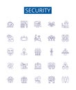 Security line icons signs set. Design collection of Secure, Safeguard, Protect, Fortify, Defend, Shield, Lockdown, Guard