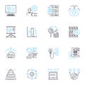 IT security linear icons set. Encryption, Firewall, Malware, Passwords, Phishing, Cybercrime, Vulnerability line vector