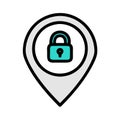 Security Location Vector with Padlock Symbol for Privacy and Safety Royalty Free Stock Photo