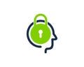 Security Lock Brain Icon Logo Design Element