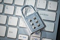 Security lock on computer keyboard Royalty Free Stock Photo
