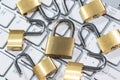 Security lock on computer keyboard Royalty Free Stock Photo