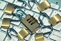 Security lock on computer keyboard Royalty Free Stock Photo