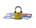 Security lock on credit cards Royalty Free Stock Photo