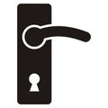 Security lock and handle door, black icon, vector