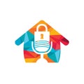 Safe podcast vector logo design. Padlock and mic with home icon vector logo design. Royalty Free Stock Photo