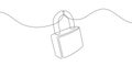 Security lock. Protection of data, information, website.Continuous line drawing of padlock.Vector illustration