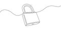 Security lock. Protection of data, information, website.Continuous line drawing of padlock.Vector illustration