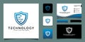 Security logo technology for your company, shield logo for security data and business card designs template Royalty Free Stock Photo