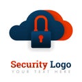 Security logo template for cloud storage, secure storage, database protection, hosting, internet industry, technology, data securi Royalty Free Stock Photo