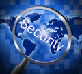 Security Magnifier Represents Secured Research And Searches Royalty Free Stock Photo