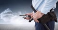 Security man outside with cloudy sky Royalty Free Stock Photo