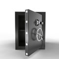 Security metal safe with empty space inside. 3d rendering