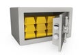 Security metal safe with golden bars