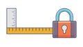 Security Metric Padlock Icon with Ruler and Lock Symbol, vector design Generative AI Royalty Free Stock Photo