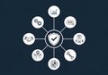 Security network diagram with icons for business and technology Royalty Free Stock Photo