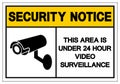 Security Notice This Area Is Under 24 Hour Video Surveillance Symbol Sign, Vector Illustration, Isolate On White Background Label
