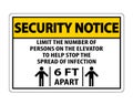 Security Notice Elevator Physical Distancing Sign Isolate On White Background,Vector Illustration EPS.10