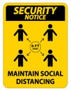 Security Notice Maintain social distancing, stay 6ft apart sign,coronavirus COVID-19 Sign Isolate On White Background,Vector