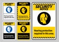 Security Notice PPE Sign Hearing Protection Required In This Area with Symbol Royalty Free Stock Photo