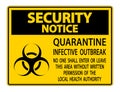 Security Notice Quarantine Infective Outbreak Sign Isolate on transparent Background,Vector Illustration Royalty Free Stock Photo