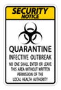 Security Notice Quarantine Infective Outbreak Sign Isolate on transparent Background,Vector Illustration Royalty Free Stock Photo