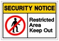 Security Notice Restricted Area Keep Out Notice Symbol Sign, Vector Illustration, Isolate On White Background Label. EPS10