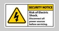 Security notice Risk of electric shock Symbol Sign Isolate on White Background Royalty Free Stock Photo
