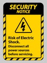 Security notice Risk of electric shock Symbol Sign Isolate on White Background Royalty Free Stock Photo