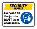 Security Notice Wear A Face Mask Sign Isolate On White Background