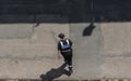 Security officer patrols the port dockside area.