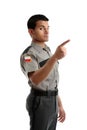 Security officer or warden pointing finger Royalty Free Stock Photo