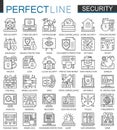 Security outline mini concept symbols. Data PC Protection technology modern stroke linear style illustrations set