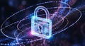 Security padlock digital cyber technology ensuring data protection privacy encryption and safe access Royalty Free Stock Photo