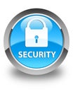 Security (padlock icon) glossy cyan blue round button Royalty Free Stock Photo