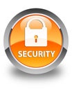 Security (padlock icon) glossy orange round button Royalty Free Stock Photo