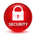 Security (padlock icon) glassy red round button Royalty Free Stock Photo