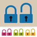 Security Padlock - Locked And Unlocked Icons - Colorful Vector Illustration - Isolated On White Royalty Free Stock Photo