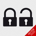 Security Padlock - Locked And Unlocked Vector Icons - Isolated On Transparent Background Royalty Free Stock Photo