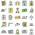 Security passport control icons set vector color Royalty Free Stock Photo
