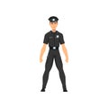 Security Police Officer Character in Black Uniform Vector Illustration Royalty Free Stock Photo