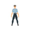 Security Police Officer, Professional Policeman Character in Blue Uniform Vector Illustration Royalty Free Stock Photo