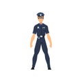 Security Police Officer, Professional Policeman Character in Uniform and Sunglasses Vector Illustration