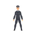 Security Police Officer, Professional Policeman in Uniform Vector Illustration Royalty Free Stock Photo